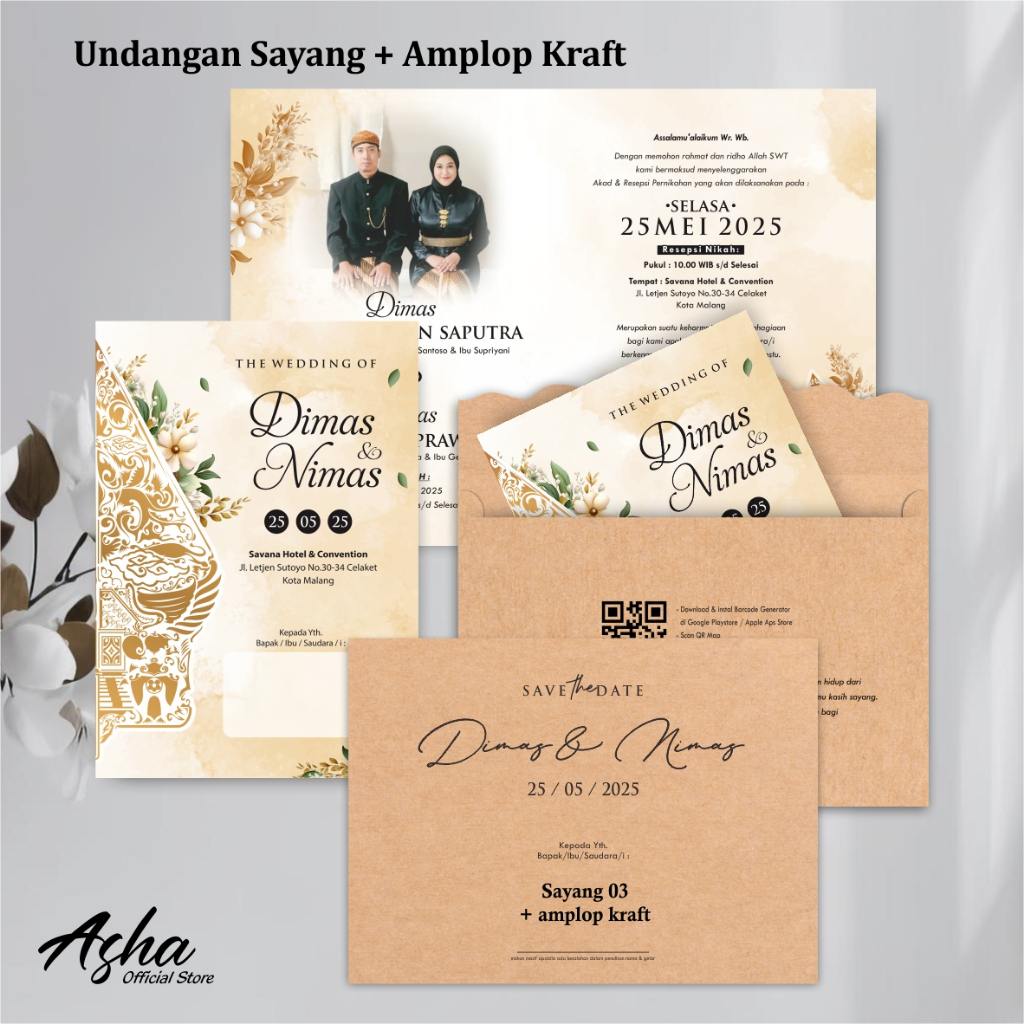 Jual UNDANGAN PERNIKAHAN KASIH AMPLOP AESTHETIC - UNDANGAN NIKAH SAYANG