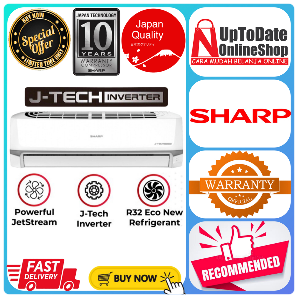 Jual AC SHARP INVERTER 1 PK AH-X10BEY X10BEY X10 BEY POWERFUL JET ...
