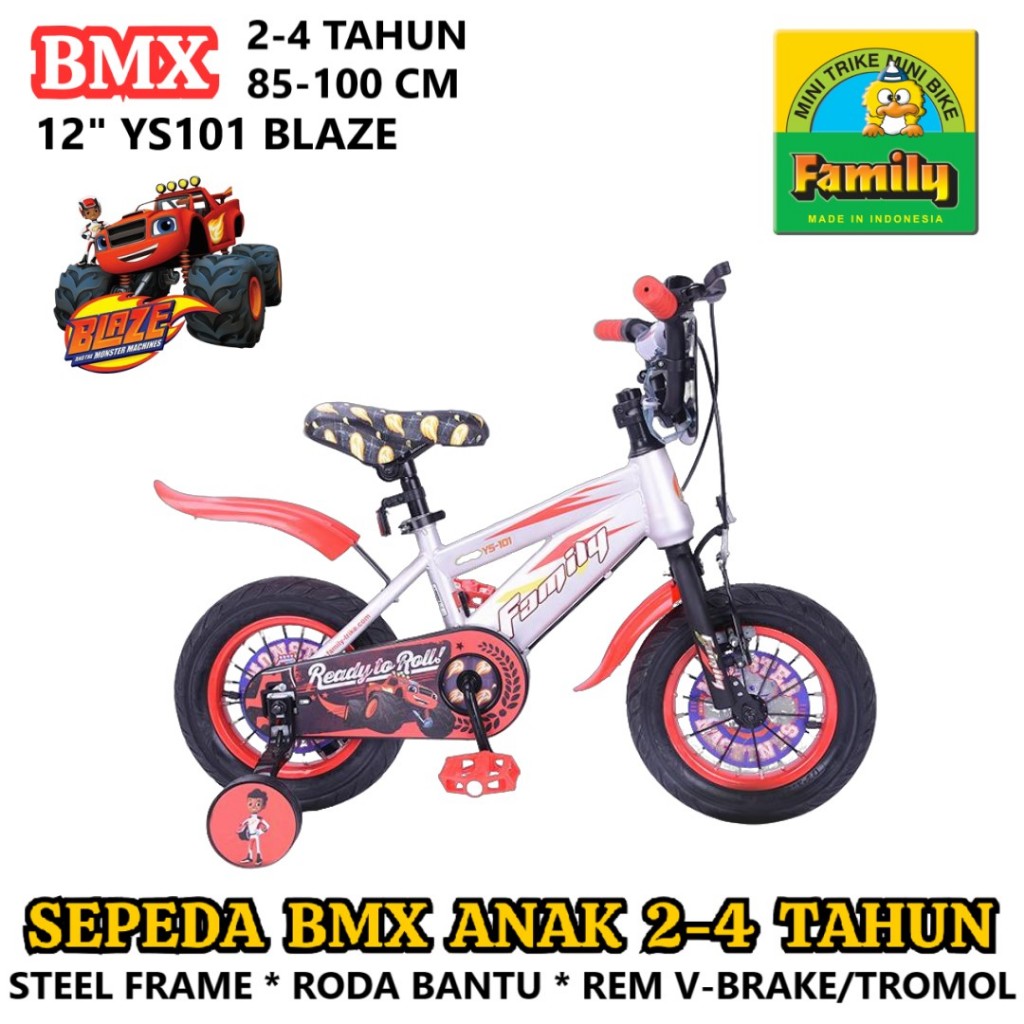 Jual Sepeda BMX Family YS101 Blaze and The Monster Machine 12 Inch Ban Gendut Usia 2 4 Tahun Kids Bike Shopee Indonesia