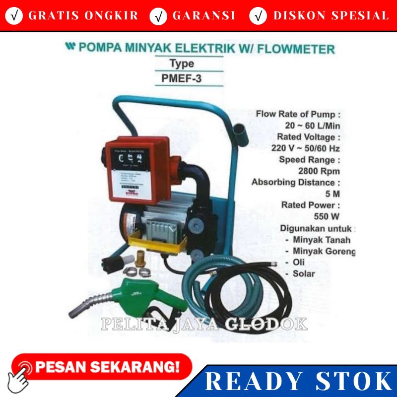 Jual Pompa Minyak Oli Solar Elektrik With Flow Meter Wipro Pmef Original Shopee Indonesia