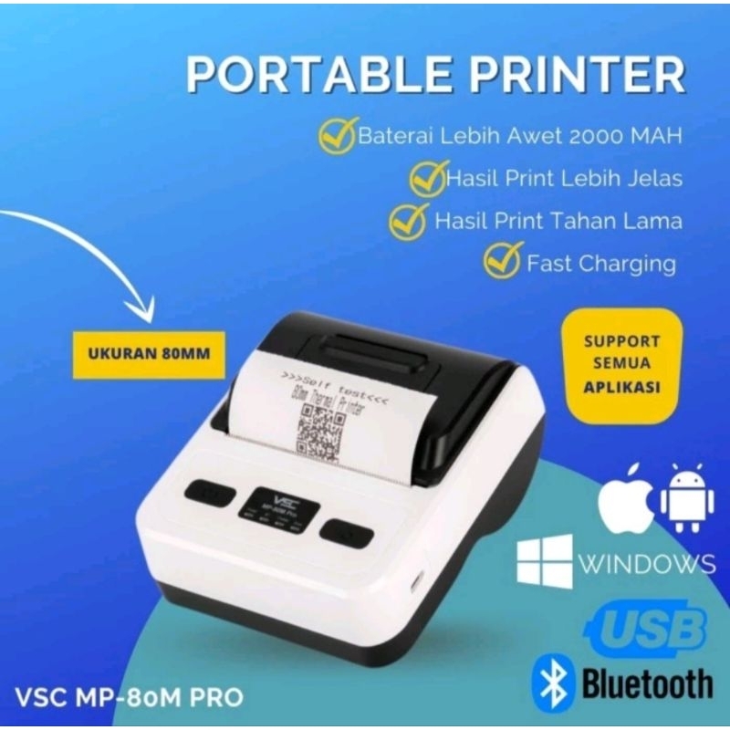 Jual PRINTER THERMAL VSC MP-80M PRO PORTABLE Bluetooth RJ11 PRINT ...
