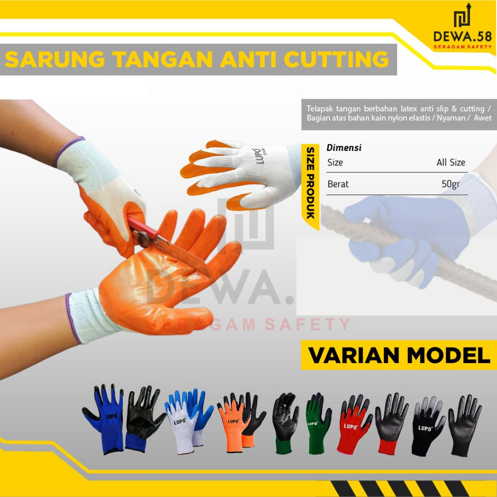 Jual SARUNG TANGAN ANTI CUTTING // ANTI LICIN TEBAL KUAT SAFETY HAND ...