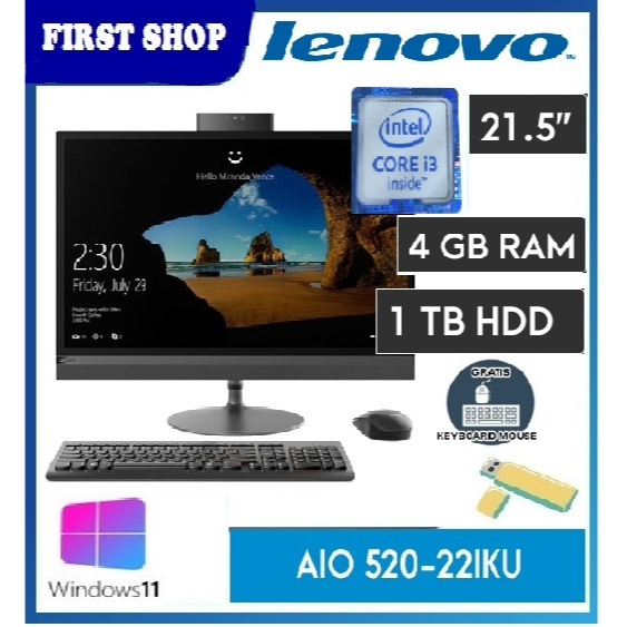 Jual PC AIO Lenovo 520 - 22IKU Intel Corei3 - 6006U Ram 4GB HDD 1TB ...