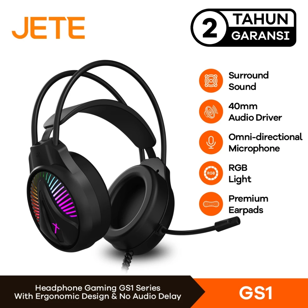 headset Gaming headphone JETE GS1 with RGB Light - Garansi 2th