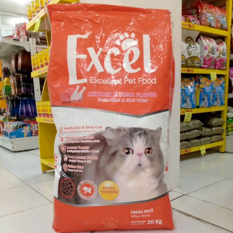 Jual Excel Cat Chicken Tuna 20kg Bentuk Segitiga - GRAB GOJEK | Shopee ...