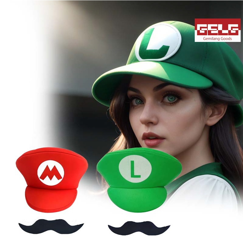 Cappello Cosplay Super Mario Luigi Verde Taglia Unica - Nuovo Con Etichette