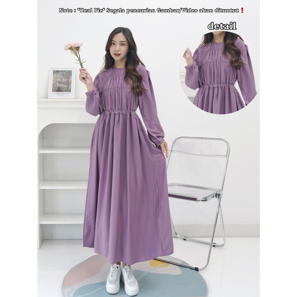 Jual 832220 Dress Ella Korean Look/Dress Wanita Kekinian/Maxi Dress ...