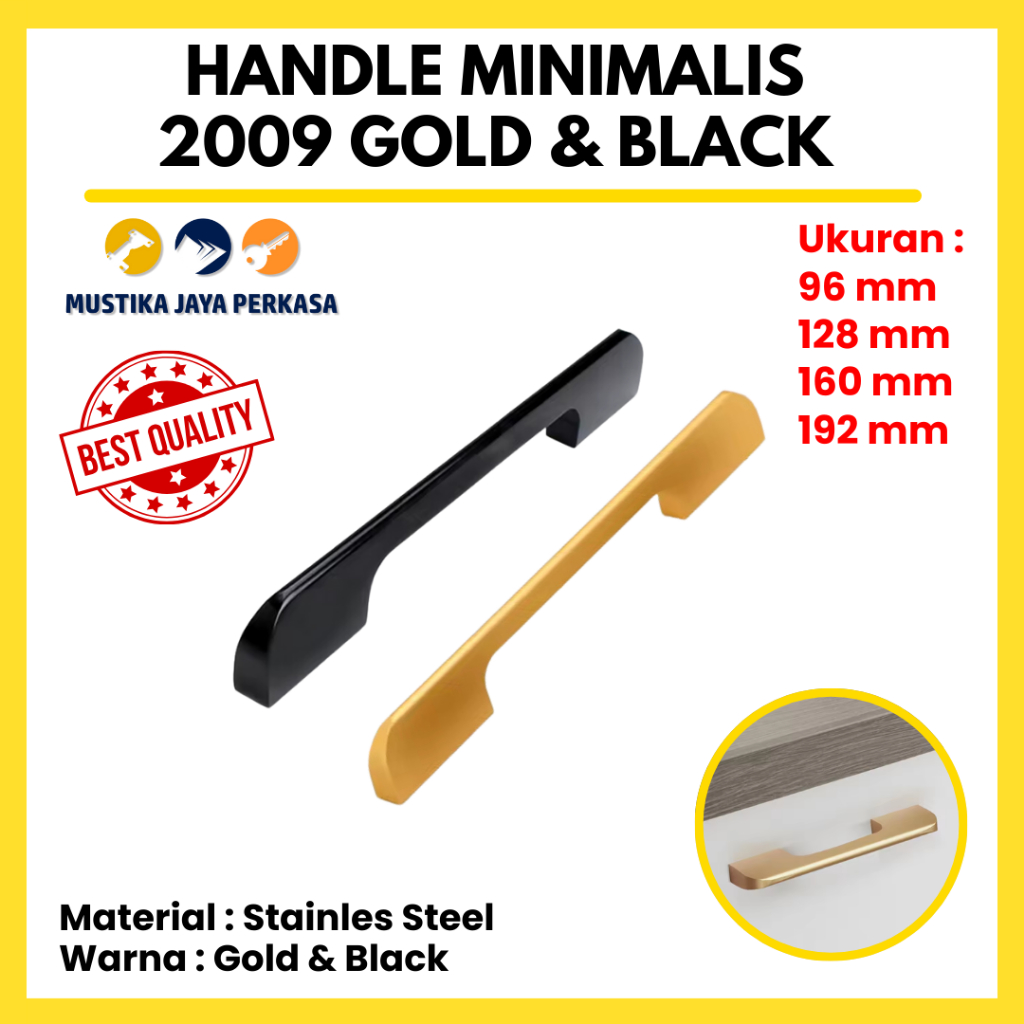 Jual Handle Minimalis 2009 Hitam Gold Emas Silver Tarikan Lemari Laci