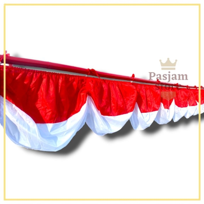 Jual Bendera Background Karet Merah Putih Rumbai 10 Gelombang Panjang 8 ...