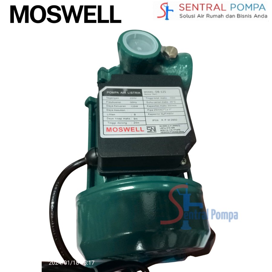 Jual Pompa Air 125 watt Moswell DB 125 B + Otomatis Mesin Pompa Murah ...