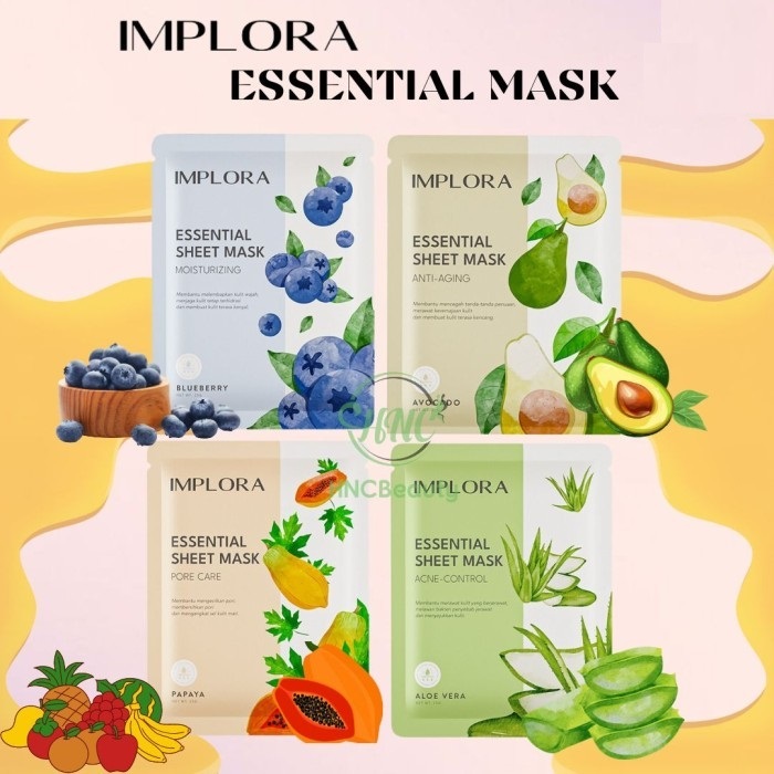 Jual ( PAKET ISI 3 ) IMPLORA Essential Sheet Mask 25g | Masker Wajah ...