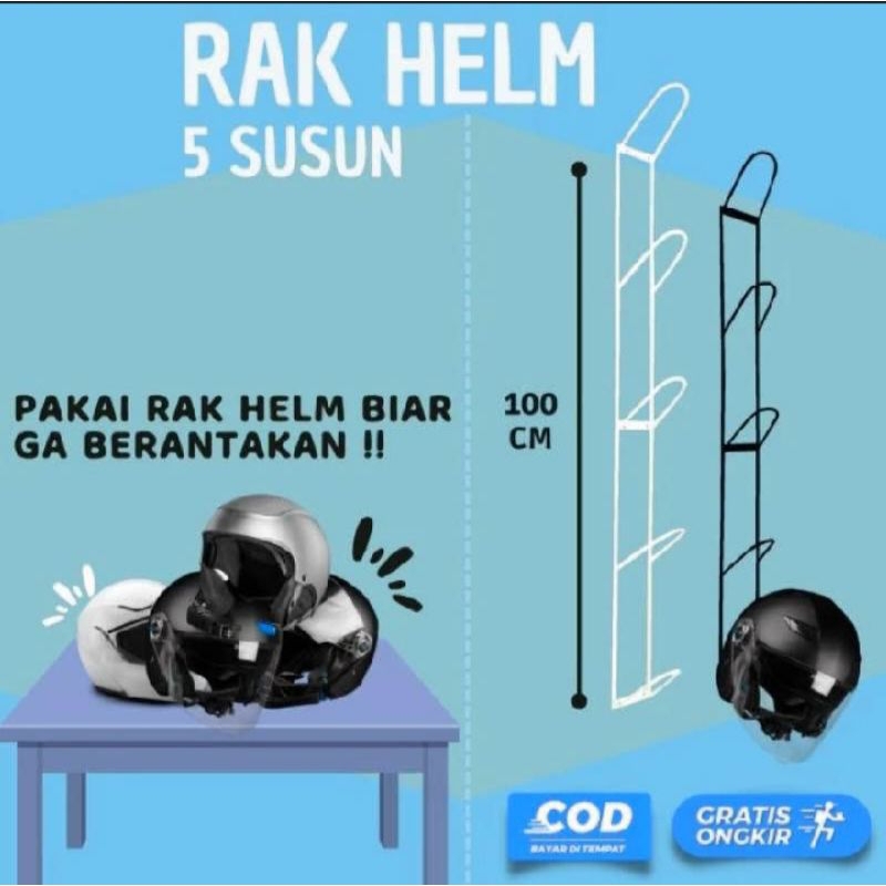 Jual Rak Helm Gantungan Helm Tempat Penyimpanan Helm Lima Susun Gantungan Helm Besi Tempel