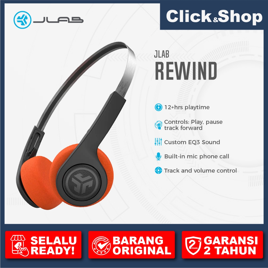 Jual JLab REWIND Audio Retro Headset Headphone Mic Bluetooth Wireless ...