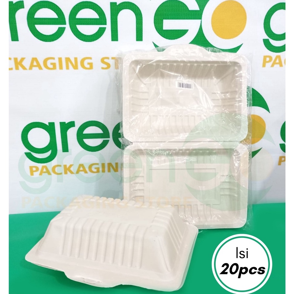 Jual B MEAL BOX POLOS ISI 2 PCS UKURAN MEDIUM 19CM SEDANG KOTAK MEAL
