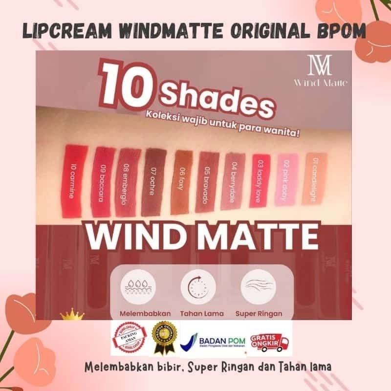 Jual Lipmatte Wind Matte Lipcream Original 100℅ | Lipcream 3in1 ...