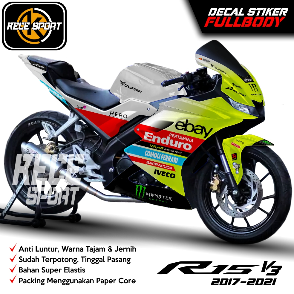 Jual TERBARU Decal R15 V3 Sticker Striping Decal Motor Yamaha R15 V3 ...