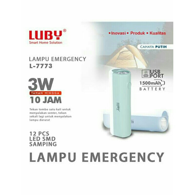 Jual LAMPU EMERGENCY + SENTER LUBY L-7773 CAHAYA PUTIH | Shopee Indonesia