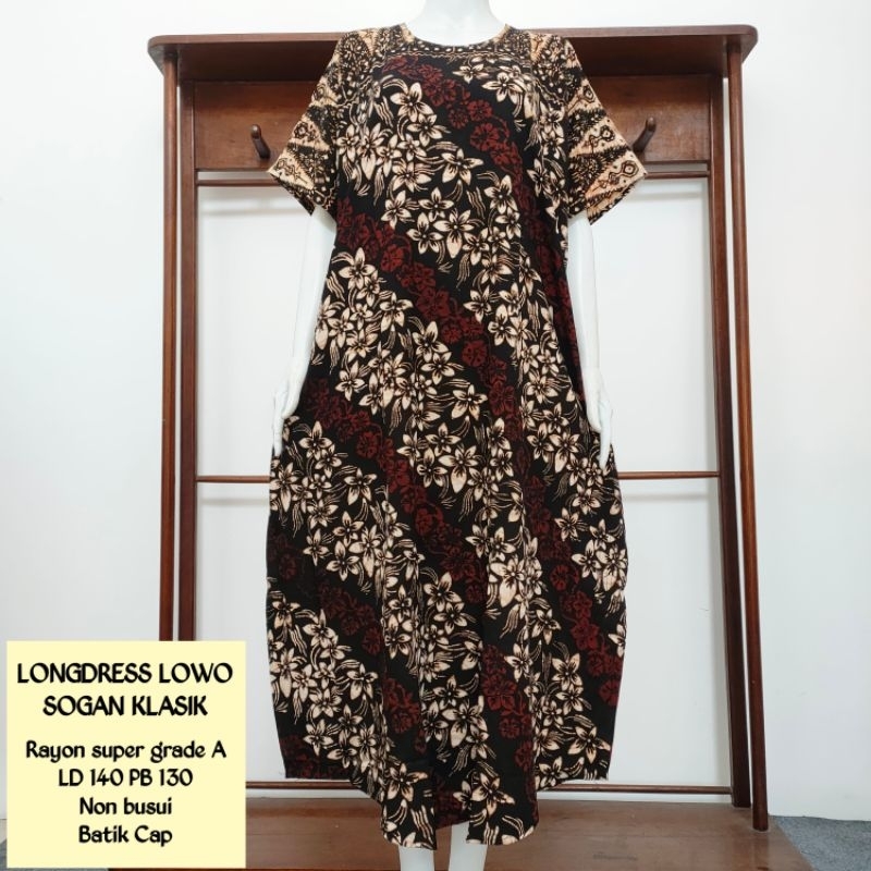 Jual Batik Ais Daster Panjang Lowo Jumbo Semata Kaki Ld Batik Sogan Pola Pundak Rayon