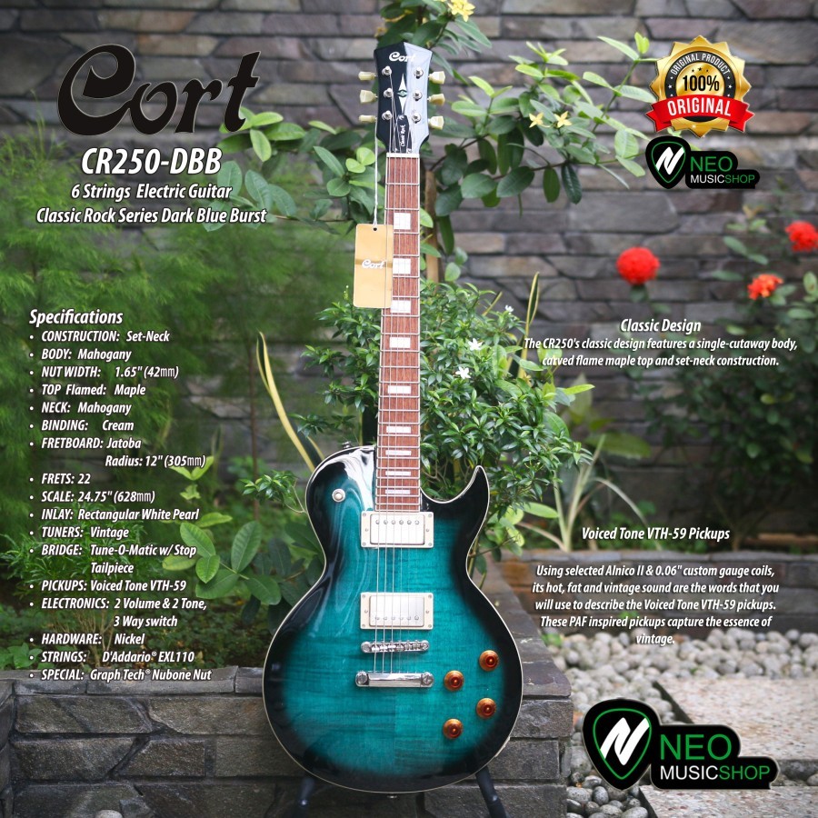 Jual Cort CR250 DBB Dark Blue Burst 6 Strings Electric Guitar | Shopee ...