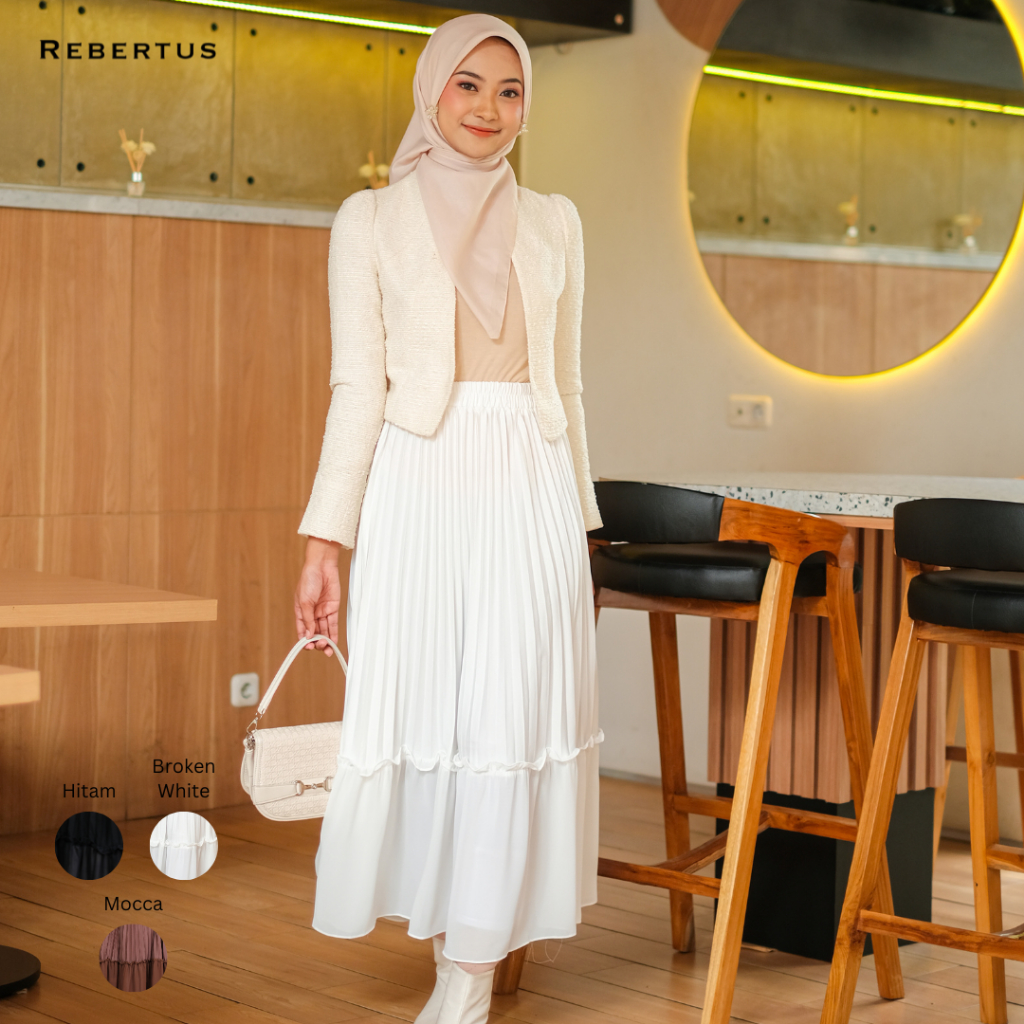 Jual Rok Plisket Rumbai Polos Kombinasi Ceruty Wanita Premium Rebertus ...