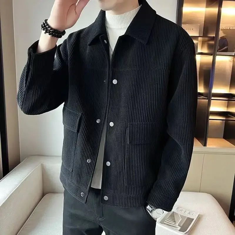 saferido Green Men's Corduroy Long Sleeve Shirts Spring Autumn Korean Top Fashion Casual Vintage Loose Shirt Male Clothing Oversized 3Xl