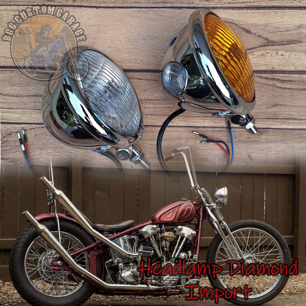 Jual Headlamp Diamon Import Lampu Motor Custom Chopper Bobber British 4.5 Universal Shopee Indonesia
