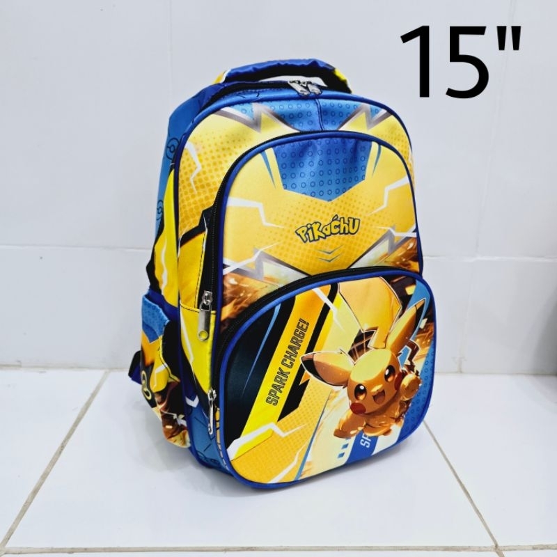Tas Ransel Sekolah Pokemon PIKACHU BULBASAUR CHARMANDER EEVEE