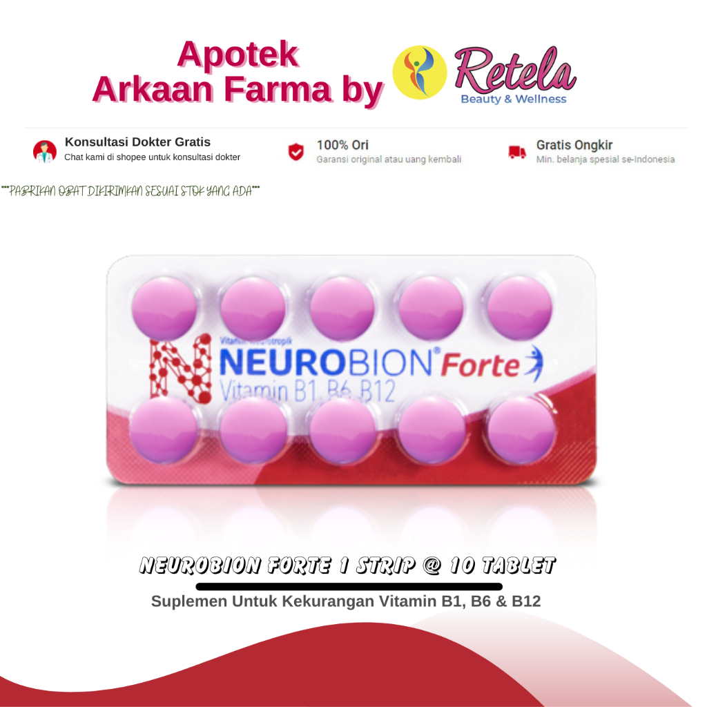 Jual Neurobion Forte 1 Strip @ 10 Tablet / Suplemen Untuk Kekurangan ...