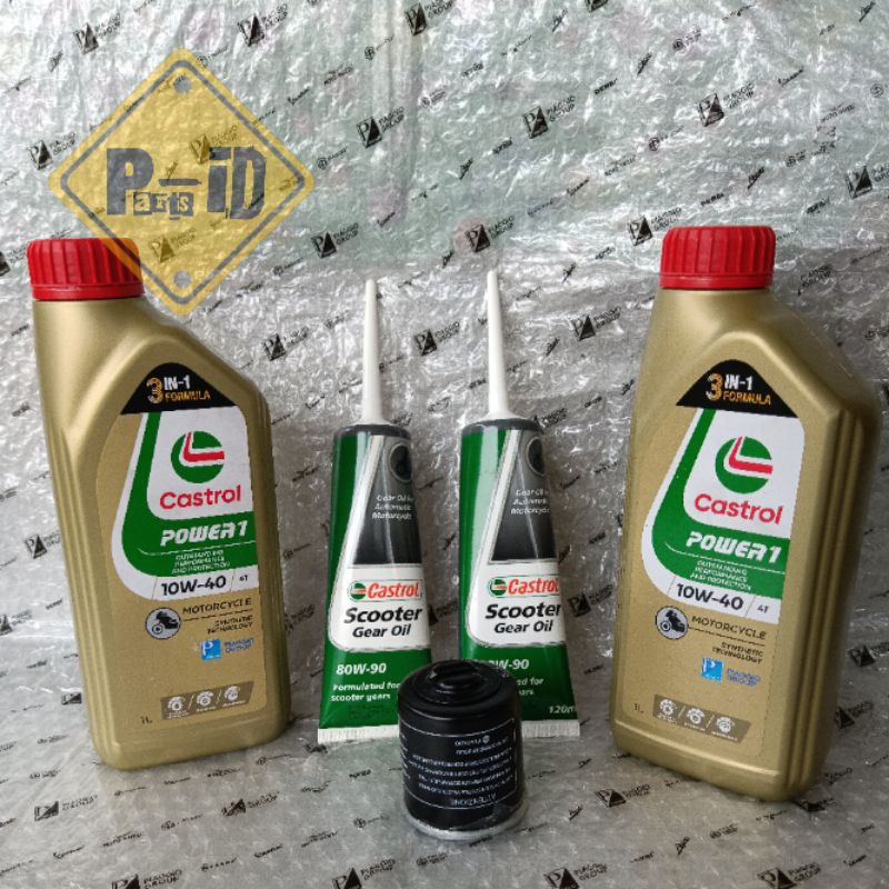 Jual PAKETAN OLI PIAGGIO VESPA MATIC 2 OLI MESIN 2 OLI GEAR 1 FILTER OLI NEW ORIGINAL 100