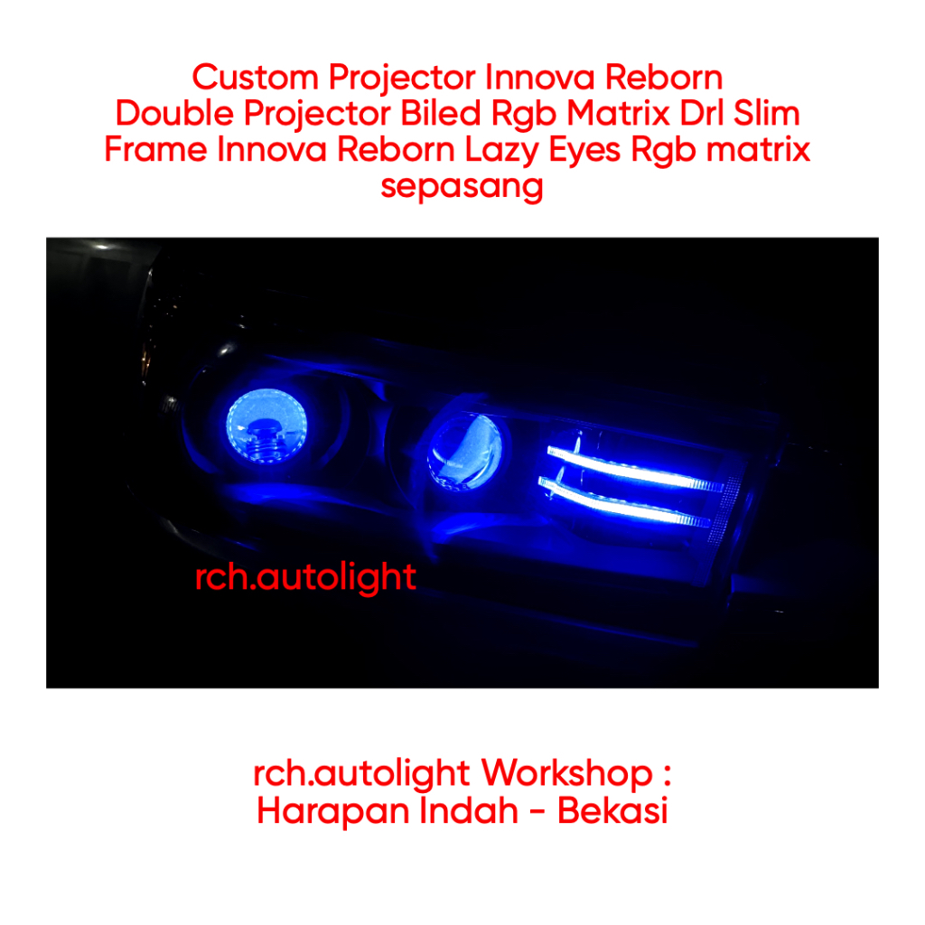 Jual Custom headlamp innova reborn double projector biled rgb matrix ...