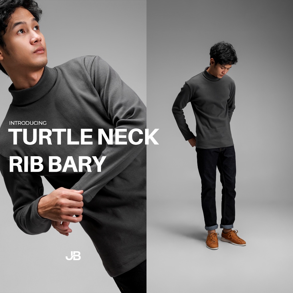 Jual JB - Turtle Neck Rib Bary Dark Grey - Sweater Pria | Shopee Indonesia