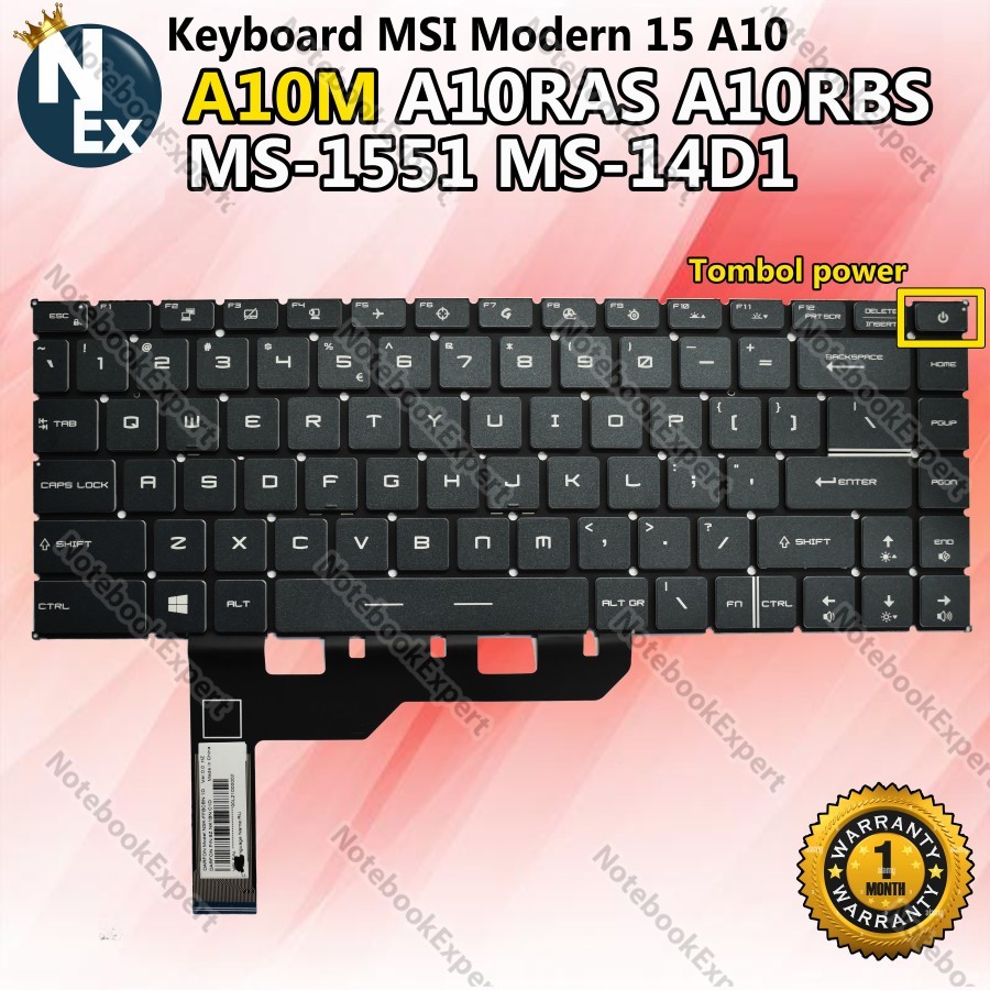 Jual Keyboard MSI Modern 15 A10 A10M A10RAS A10RBS MS-1551 MS-14D1 ...