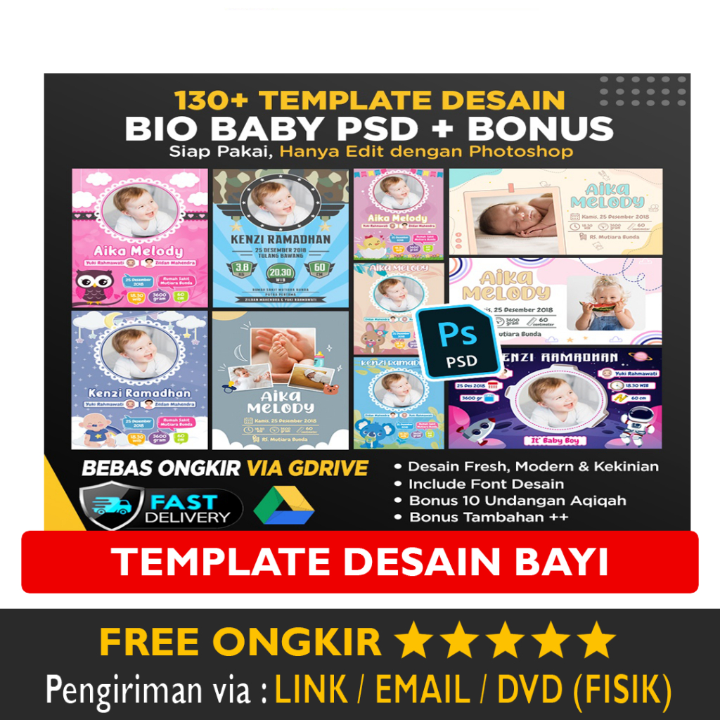 Jual 100+ Template Biodata Bayi Baby Profile Premium format PSD ...