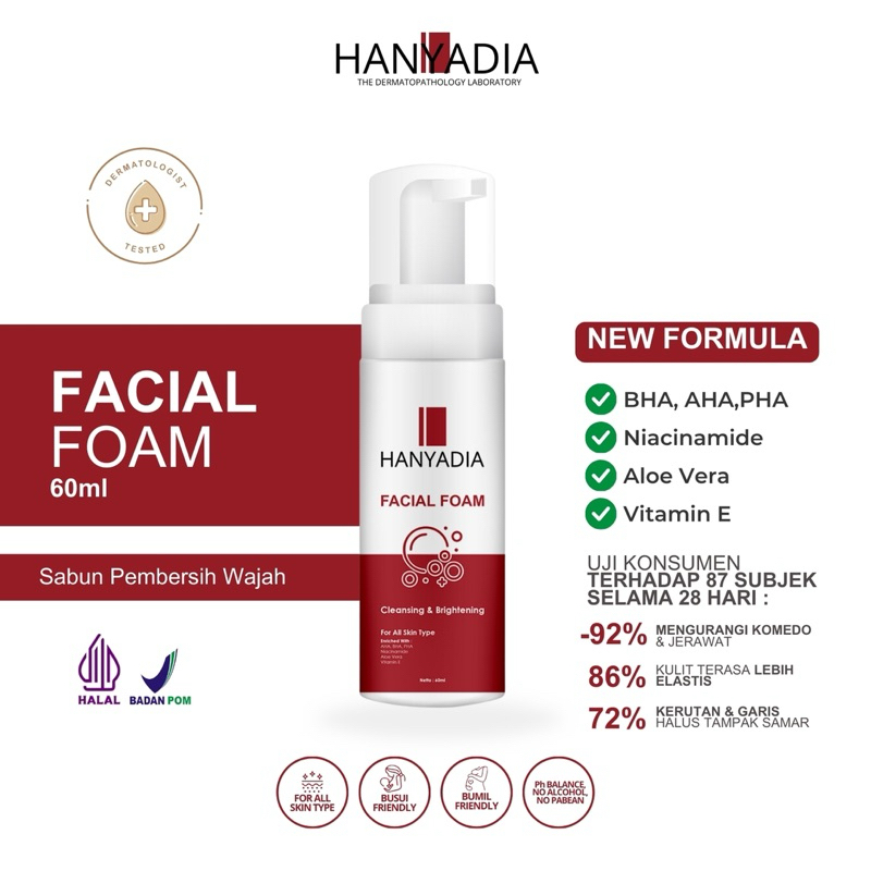 Jual Hanyadia Facial Foam Sabun Cuci Muka [Niacinamide + AHA + BHA ...