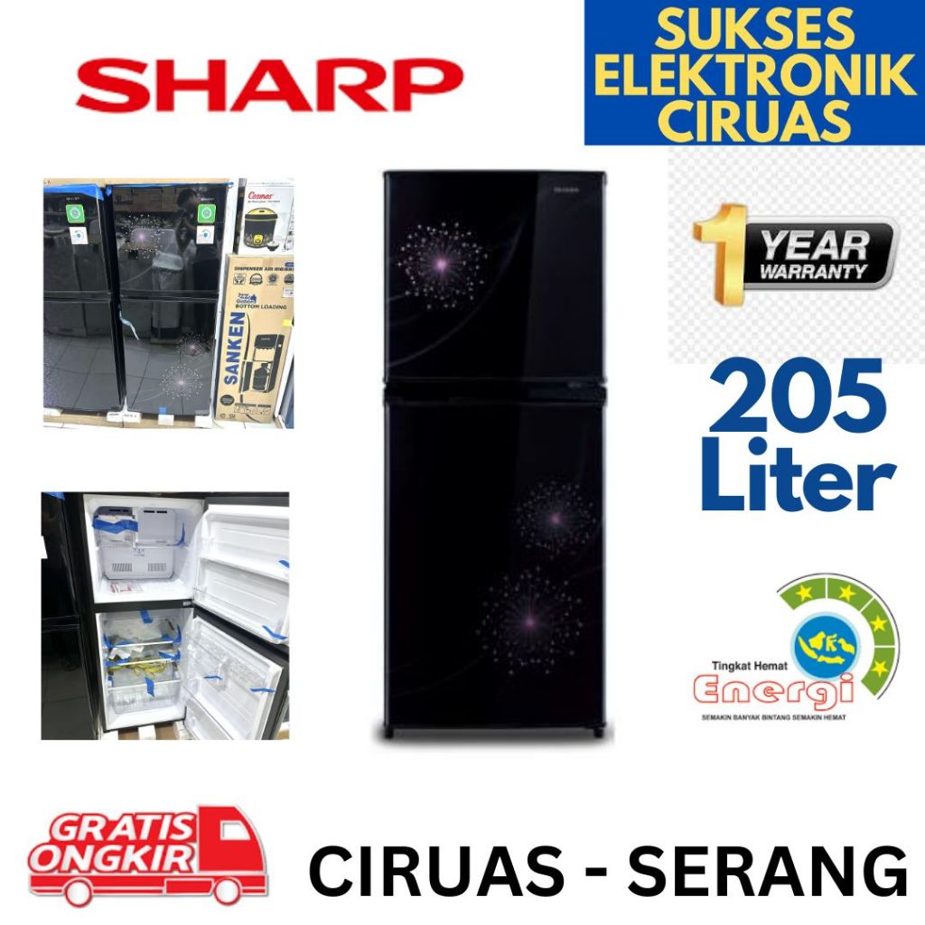 Jual KULKAS 2 PINTU SHARP SJ-237 MG HITAM UNGU BIRU / LEMARI PENDINGIN ...