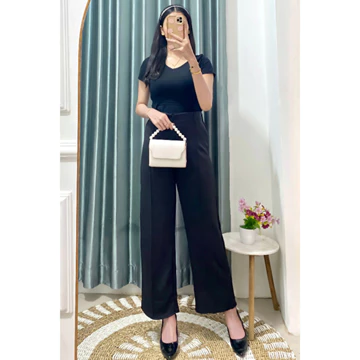 Flare Pants Celana KULLOT Highwaist Scuba Premium Resleting Cullote Highwaist Big Size BB 40 105