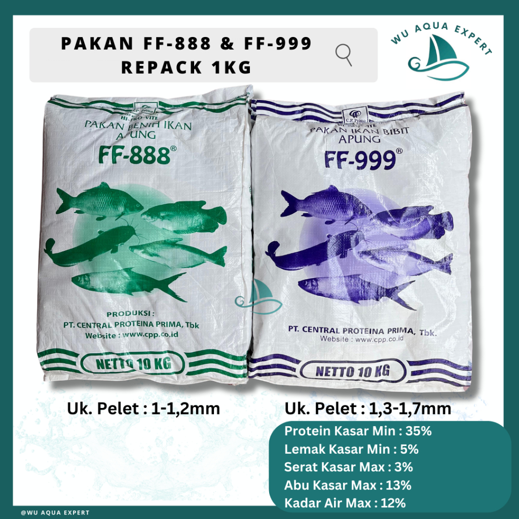 Jual Repack 1 Kg FF 999 FF 888 Pakan Ikan Pelet Bibit Semua Ikan ...