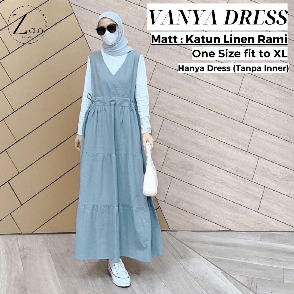 Jual Vanya Dress Wanita Korean Style Overall Rok Gamis Sleeveles Kutung ...