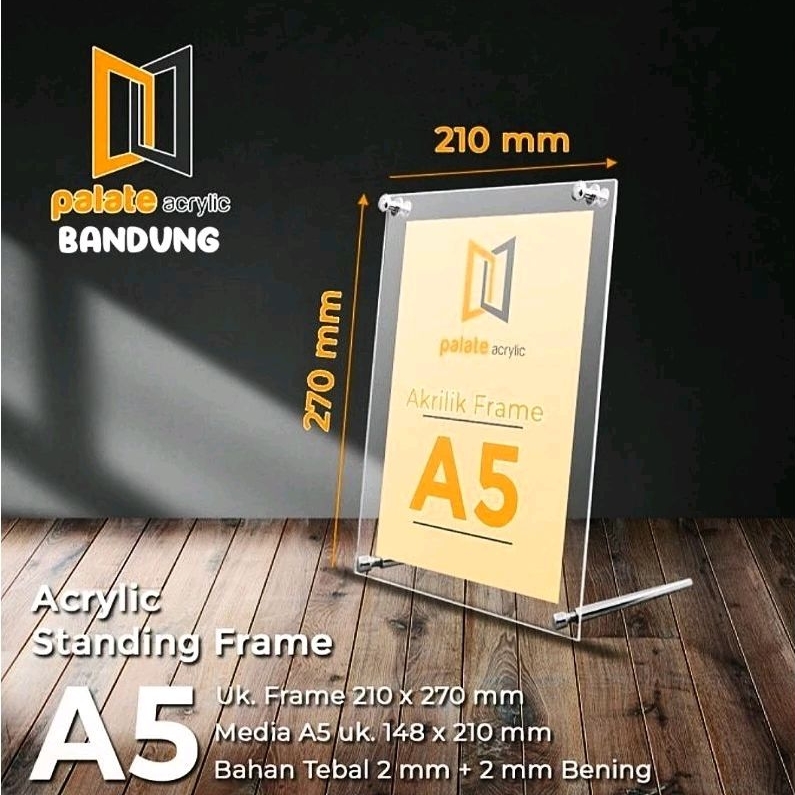 Jual Acrylic Standing Frame A5 kaki besi/ akrilik frame A5 kaki besi ...