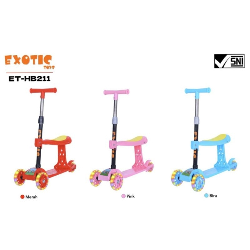 Jual Scooter Anak Roda 3 Exotic Et HB 211 Bisa Berdiri Dan Duduk 2 In 1 ...