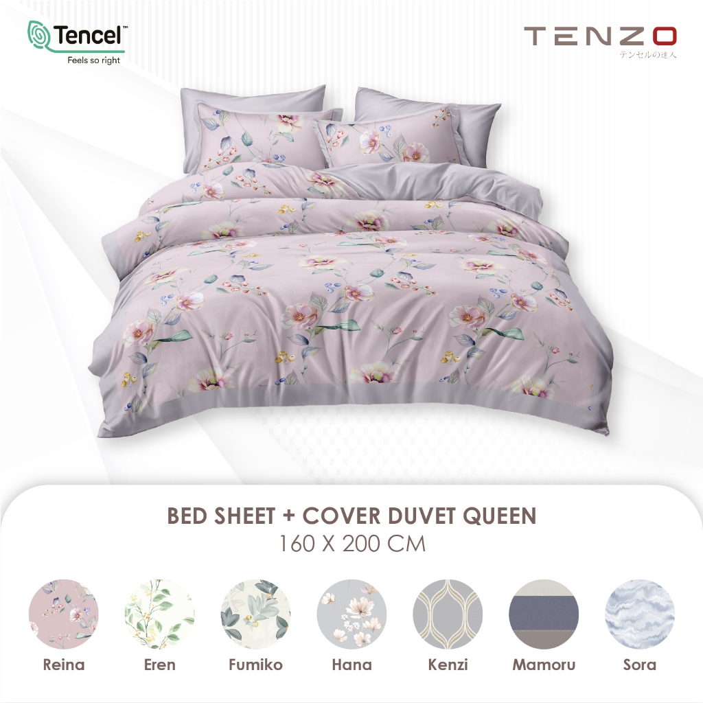 Jual Tenzo - Sprei Tencel + Cover Duvet Queen 160x200 Tinggi 40 Motif ...