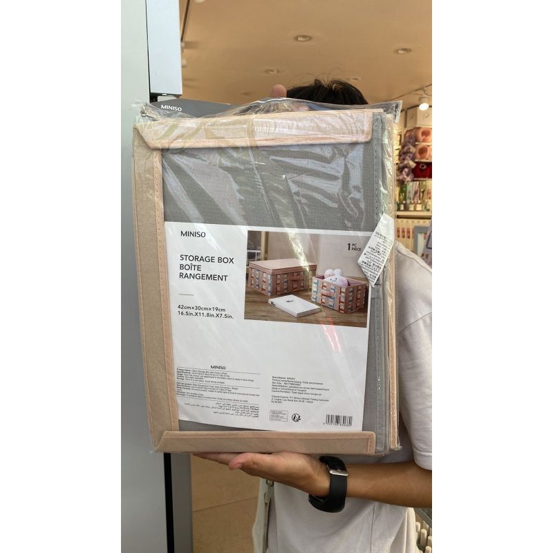 Jual Miniso Fabric Storage Box with Cover Pink - Large | Shopee Indonesia
