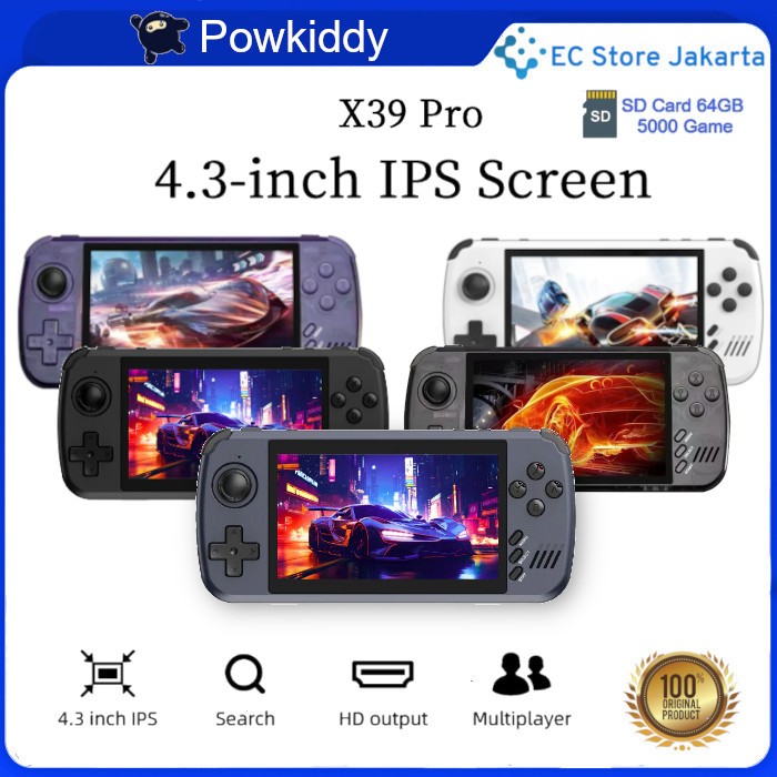 Jual POWKIDDY X39 Pro Handheld Video Game Console Retro 4.3 Inch IPS ...