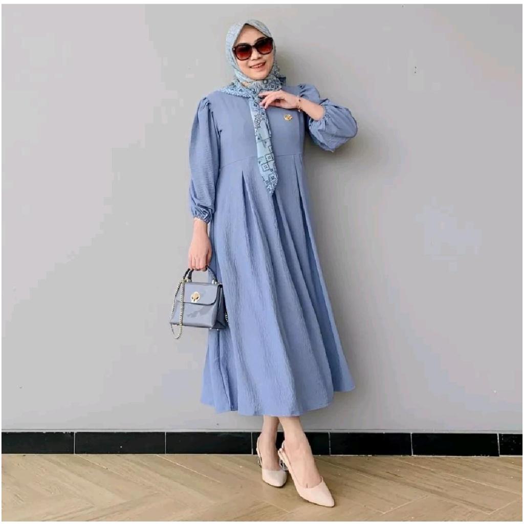Jual MIDI DRESS WANITA KEKINIAN CRINKLE AIRFLOW // MIDI REMAJA