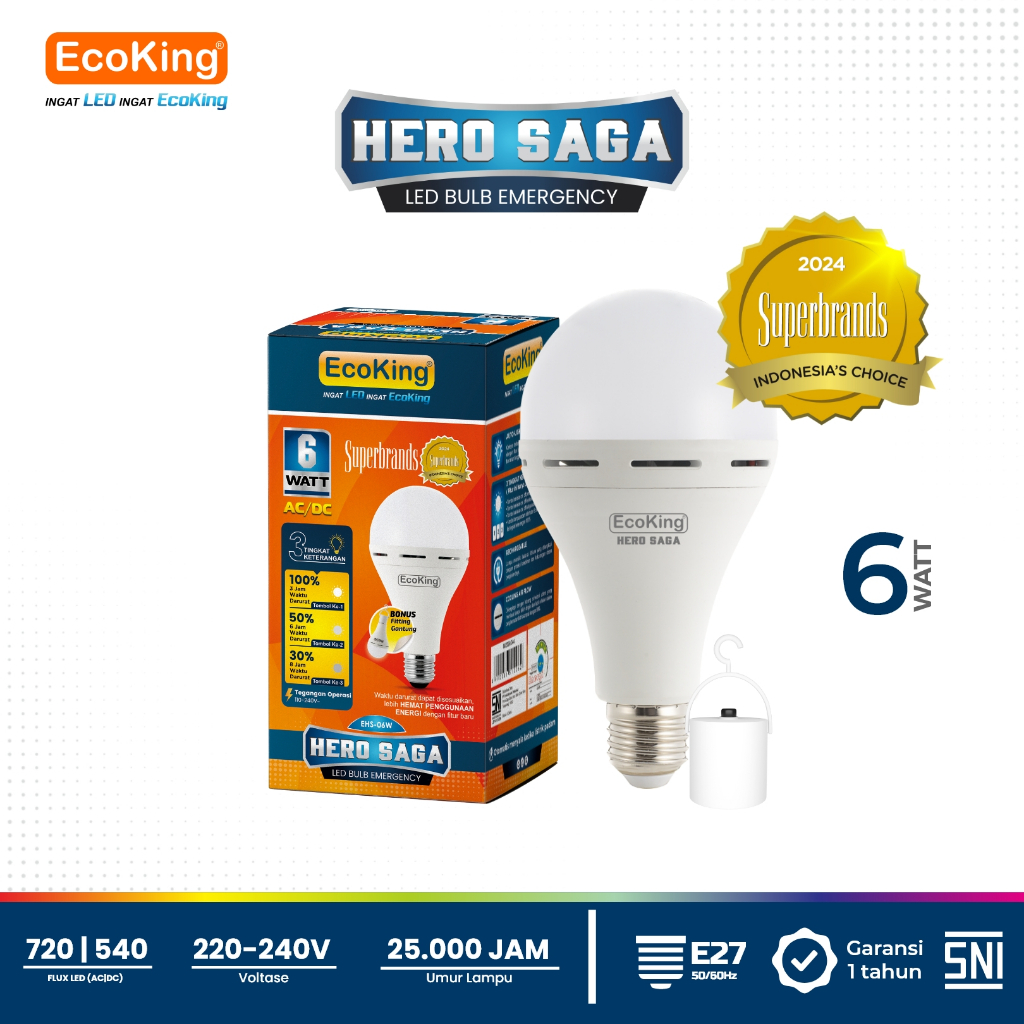 Jual Ecoking Lampu Bohlam Led Rumah Hero Saga Emergency Tahan Lama W