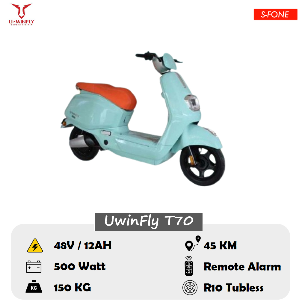 Jual Sepeda Listrik UWINFLY T70 Accu 48/12 Motor 500Watt Battery ...