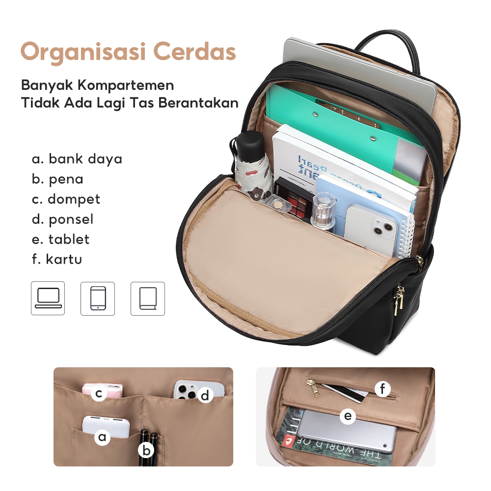 Jual Full Design Kinsley Tas Ransel Wanita Anti Air Laptop 14 Inci ...