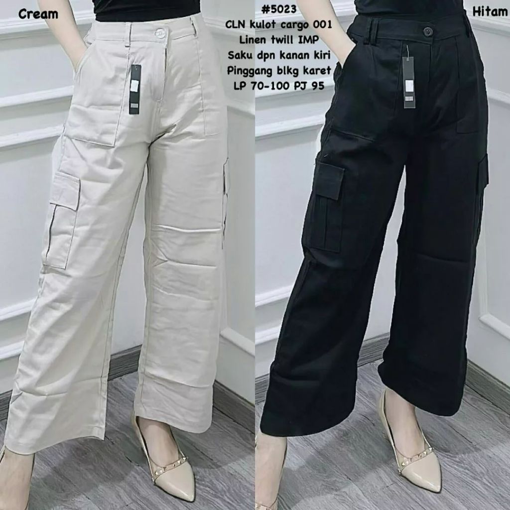 Jual Cargo Katun Twill Combet Street /Celana Wanita Hightwaist // Kulot