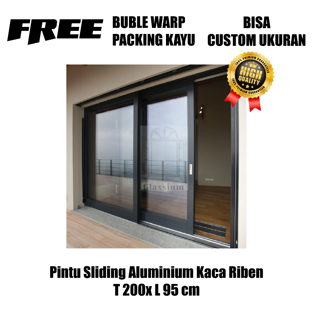 Jual Pintu Sliding Aluminium Kaca Riben T 200x L 95 cm tidak termasuk ...