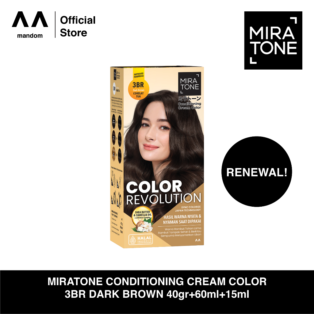 Jual MIRATONE Conditioning Cream Color 3BR Dark Brown | Shopee Indonesia